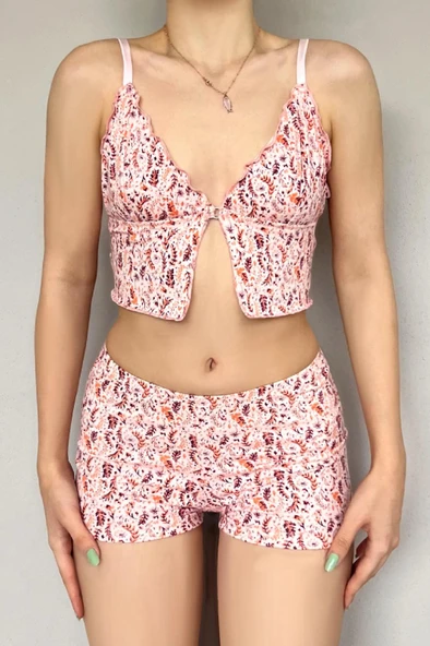 Şortlu crop pijama takım ürün görseli 1