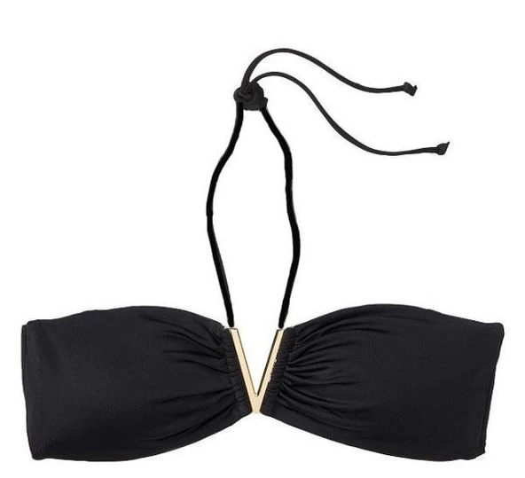 Metal aksesuarlı straplez bikini üstü ürün görseli 1