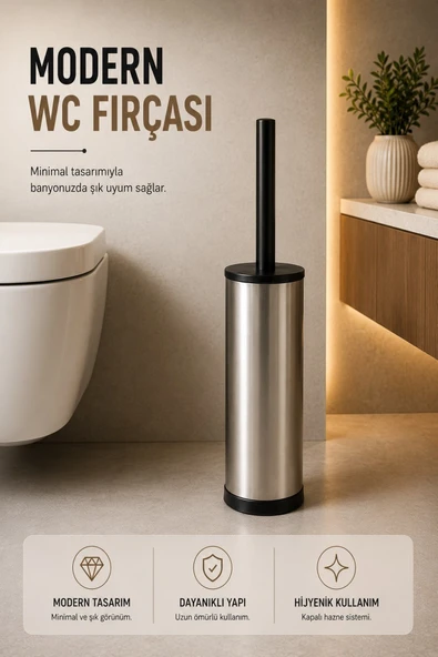 Sas Tuvalet Fırçası Wc Klozet Fırçası Krom ürün görseli 1