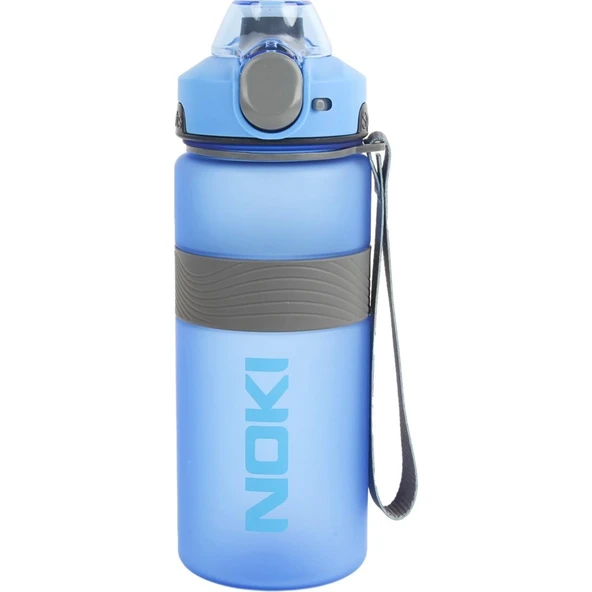 Noki Su Matarası Tritan Auto Kapak Soft Touch Silikon Bantlı Askılı 750 Ml Mavi ürün görseli 1