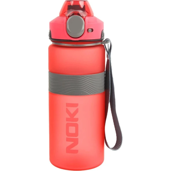 Noki Su Matarası Tritan Auto Kapak Soft Touch Silikon Bantlı Askılı 750 Ml Kırmızı ürün görseli 1