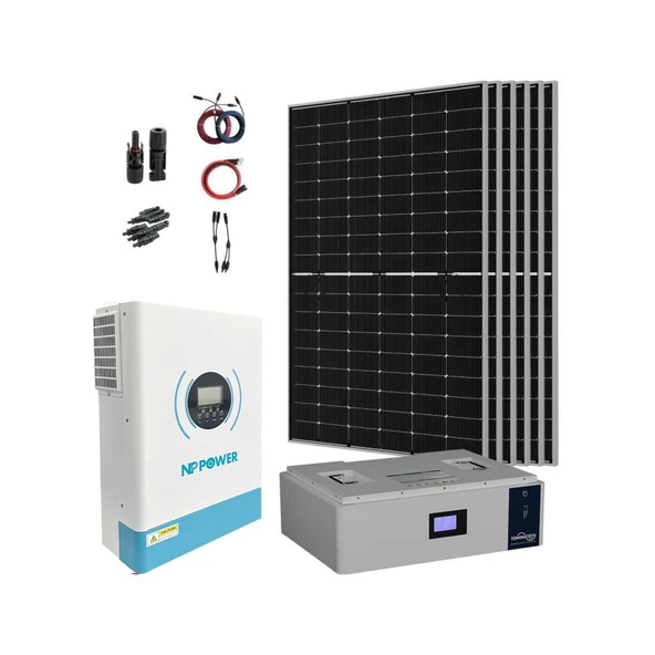 13.000 Watt Büyük Bağ Evi Solar Paketi 450w Güneş Paneli 6,2kva İnverter 5Kw Lityum Akü ürün görseli 1