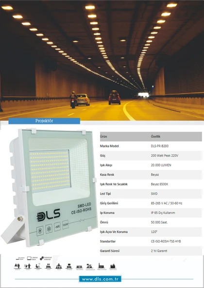 200W Led Projektör DLS Armatür - Resim 2