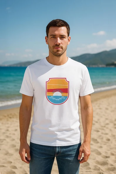 Erkek Bisiklet Yaka %100 Pamuk Köyceğiz Baskılı Kısa Kollu T-shirt ürün görseli 1