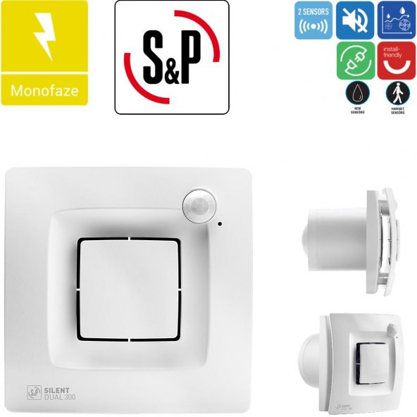 Soler & Palau Silent Dual 300 Fan 150mm 235 Debi Sensörlü Egzoz Ortam Havalandırma Fanı Tasarruflu AGMair sp agm Havalandırma Fanı ürün görseli 1