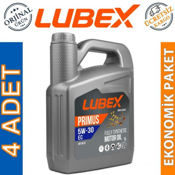 Lubex Primus EC 5W-30 5 Lt Tam Sentetik Motor Yağı (4 Adet) ürün görseli 1