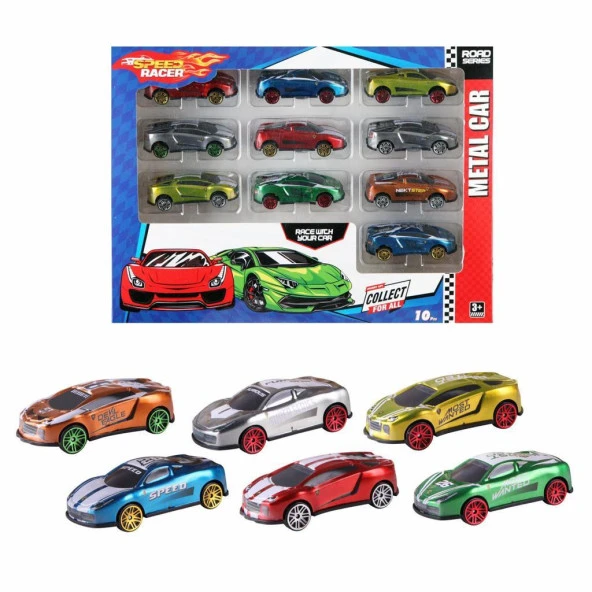 Farbu Oyuncak Toysan 10 lu Speed Racer Diecast Metal Araba TOY-30 ürün görseli 1