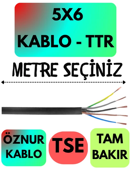Öznur 5X6 TTR Kablo (Siyah) Metre Seçenekli ürün görseli 1