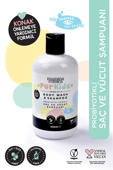 Purkids Prebiotikli Vegan Çocuk Saç ve Vücut Şampuanı-500ml ürün görseli 1