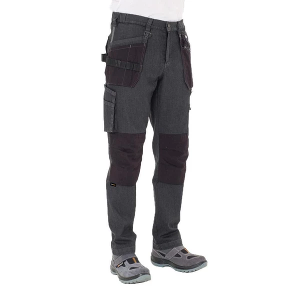 Şensel, Çok Cepli Kot İş Pantolonu, Gri-Siyah -54E6037- Esnek ürün görseli 1