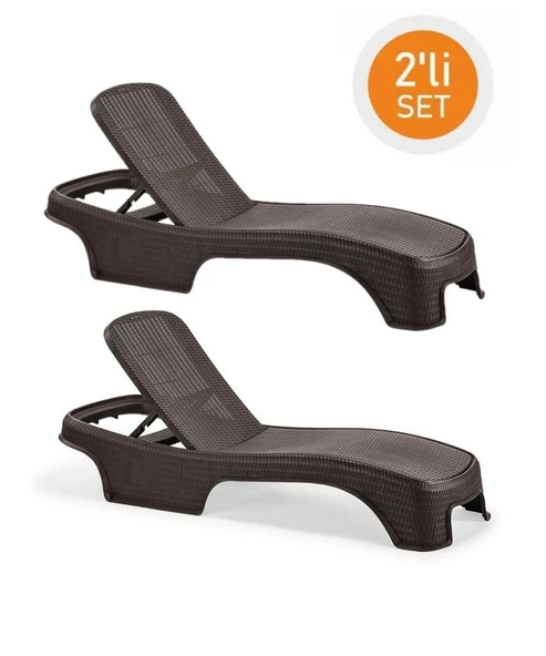 Omnipazar SY-2536 Kahverengi Brezza Royal Rattan Lüks Şezlong 2'li Set ürün görseli 1
