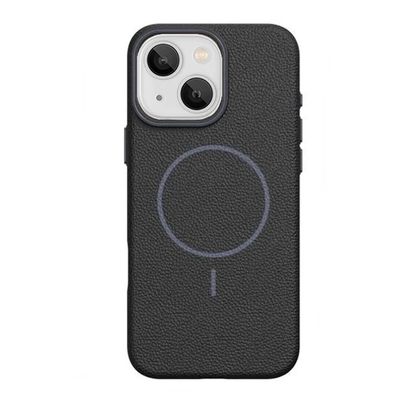 Gpack Apple iPhone 13 uyumlu Kılıf Deri Desen M-Safe Özellikli Lichee Silikon ürün görseli 1