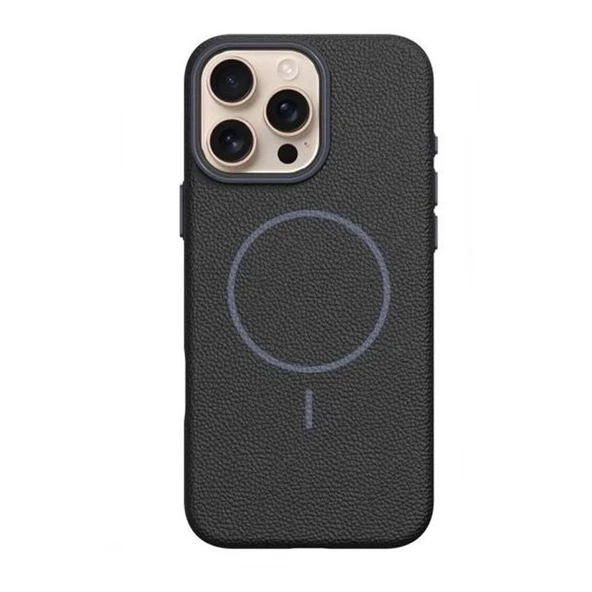 Gpack iPhone 16 Pro Max uyumlu Kılıf Deri Desen M-Safe Özellikli Lichee Silikon ürün görseli 1
