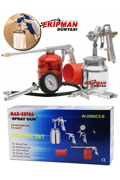 WORKMASTER Tüm Kompresörlere Uyumlu Üstün Kalite Havalı Alet Seti 5 Parça ve Havalı Boya Seti ürün görseli 1