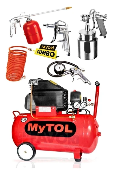 MYTOL 50 Litre Hava Kompresörü 2 Hp 8 Bar ve 5Li Havalı Set ürün görseli 1