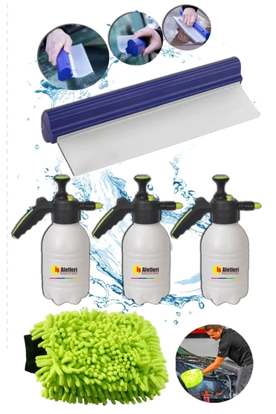 PROXTECH Omax 5 Parça Oto Bakım Seti 3 Ad. 2 Litre İlaçlama Fısıfısı Silikon Çekçek ve Püsküllü Eldiven ürün görseli 1