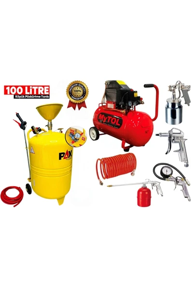 MYTOL Profesyonel 50 Lt Hava Kompresörü 5 Parça Havalı Set ve 100 Litre Yüksek Basınçlı Köpük Tankı ürün görseli 1