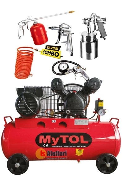 MYTOL 200 Litre Hava Kompresörü 8 Bar 3 Hp Ve 5 Parça Havalı Alet Seti ürün görseli 1