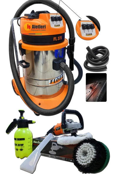 Flora 3 Motorlu Islak Kuru Süpürge Makinası ve Koltuk Yıkama Koltuk Fırçalama Makinası ürün görseli 1
