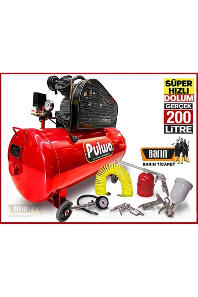 PROXTECH Pulwa 200 Litre Yağlı Sessli Hava Kompresörü 3 Hp Bakır Sargılı Süper Hızlı Hava Kompresörü ürün görseli 1
