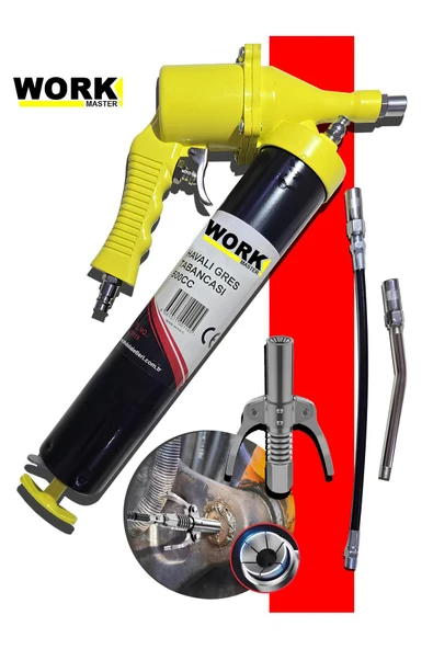 WORKMASTER Havalı 500 CC Gres Yağ Pompası Seti Profesyonel Set Çift Mandallı Gres Pompası Büyük Boy ürün görseli 1