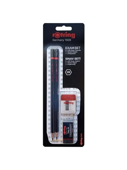 Rotring 2'li 2B Sınav Kalemi Silgi Kalemtraş Sınav Seti ürün görseli 1