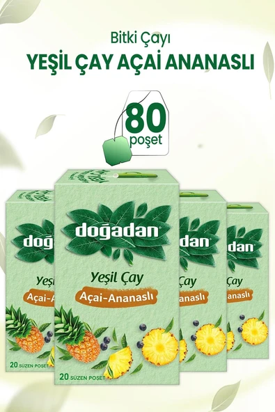 Doğadan Yeşil Çay Açai Ananaslı Bardak Poşet Çay dvc-5009833-24707 ürün görseli 1