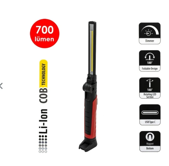 Ceta Form R10F-Slım1 Şarjlı Led Fener Katlanabilir 700 Lumen Siyah ürün görseli 1