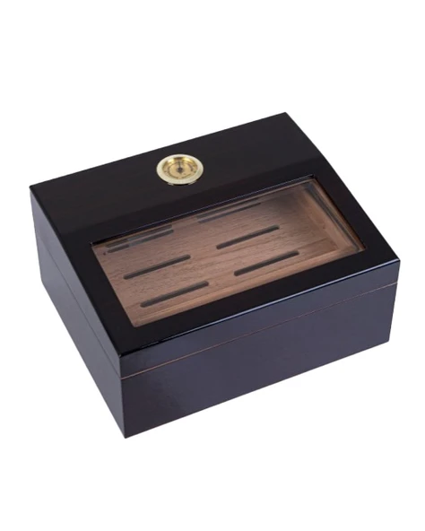 Yarım Cam Tavan Puro Humidor / Puro Saklama Kutusu - Siyah 0199 ürün görseli 1