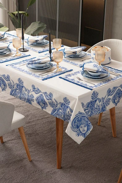 Azure Blue, Yemek Masası, Mutfak Masası Takımı, Masa Örtüsü,Runner,6AmerikanServis,6KumaşPeçete ürün görseli 1