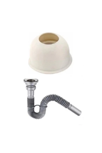 Muhtelif Lavabo Evye Sifonu Lüx Körüklü + Adaptör Conta 32 Mm Çıkış ürün görseli 1