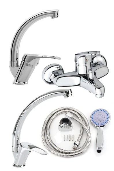 Rainex 4'Lü Mix Banyo Lavabo , Eviye Batarya Seti Ve Duş Seti. ürün görseli 1