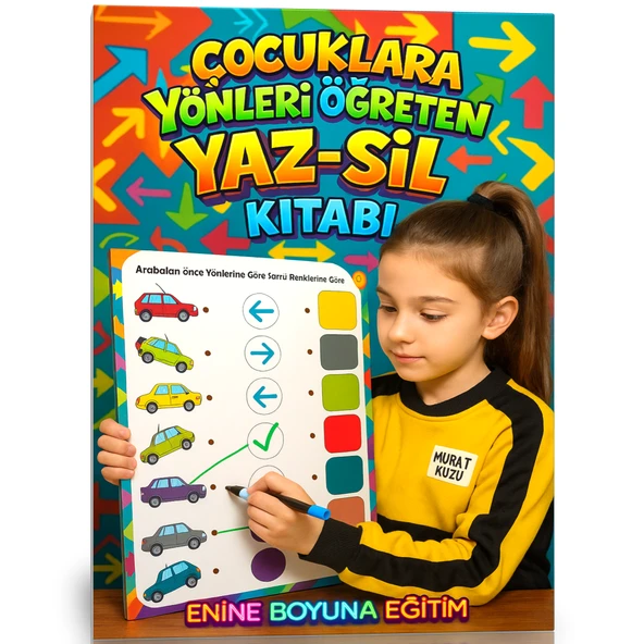 3-9 YAŞ Çocuklara Yönleri Öğreten YAZ-SİL Kitabı ürün görseli 1