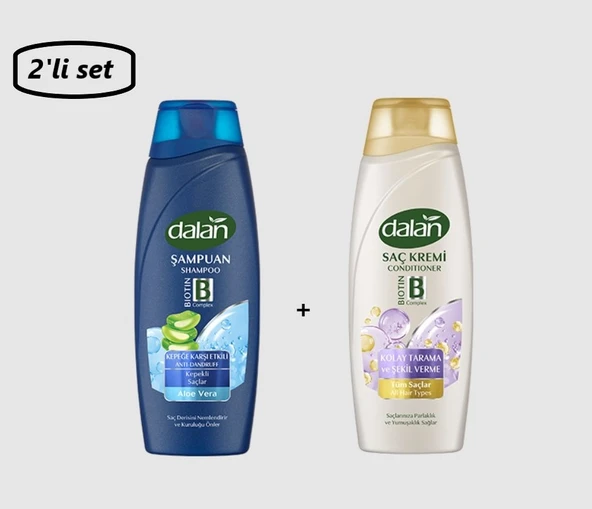 Dalan Aloe Vera'lı Şampuan 450 ml - Dalan Kolay Tarama Saç Kremi 2'li Set ürün görseli 1