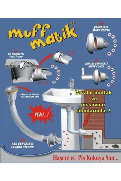 Muffmatik 2 Adet Koku Yok! Çekvalfli Adaptör Conta Lavabo Gideri Koku Önleyici ürün görseli 1