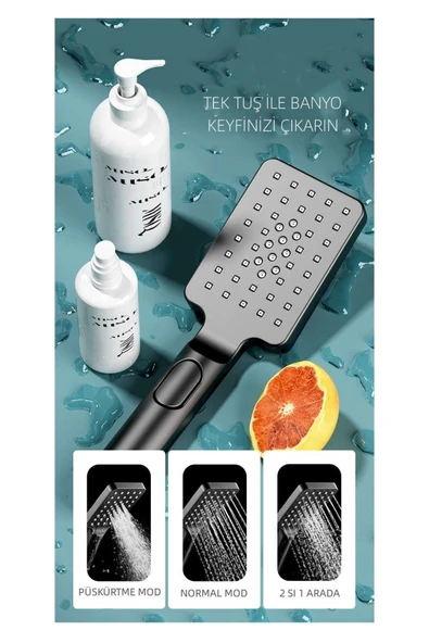 Fleko Duş Fleko Tepe El Duş 20X30 Mat Siyah Dd5-B - Resim 3