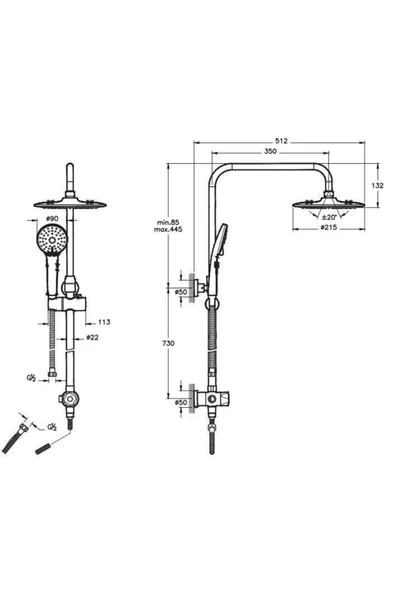 Artema 3C Duş Sistemi A45786 + Solid S Banyo+Lavabo+Eviye Batarya Seti - Resim 5
