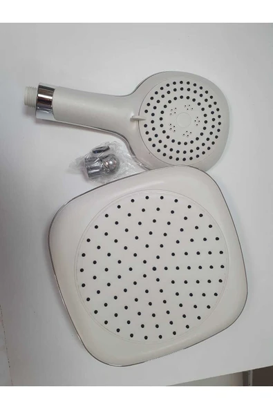 Zek Tepe Ve El Duşu Beyaz 2 Li Set Tepe Duş Başlığı Ve El Duşu Duş Başlığı Beyaz Renk Banyo Seti ürün görseli 1
