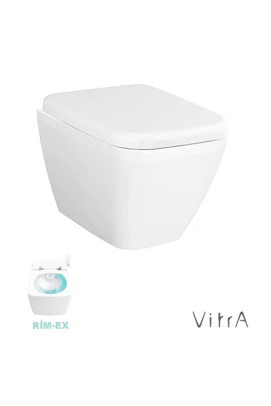 Vitra İntegra Square Kare Rimex Kanalsız Asma Klozet+Vitra Yavaş Kapak (7082L003-0090) ürün görseli 1