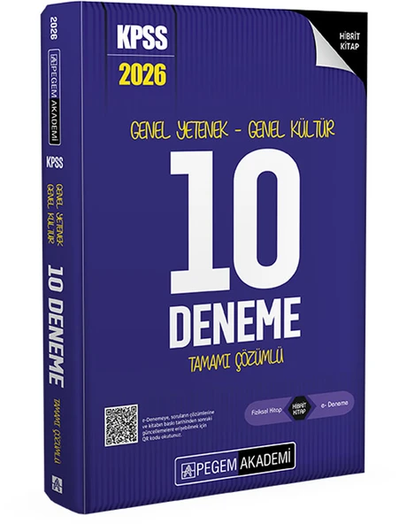 Pegem 2026 KPSS Genel Yetenek Genel Kültür 10 Deneme Çözümlü Pegem Akademi Yayınları ürün görseli 1