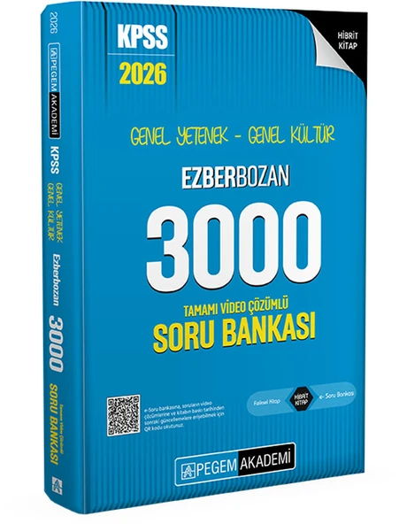 Pegem 2026 KPSS Genel Yetenek Genel Kültür EZBERBOZAN 3000 Soru Bankası Tek Kitap Pegem Akademi ürün görseli 1