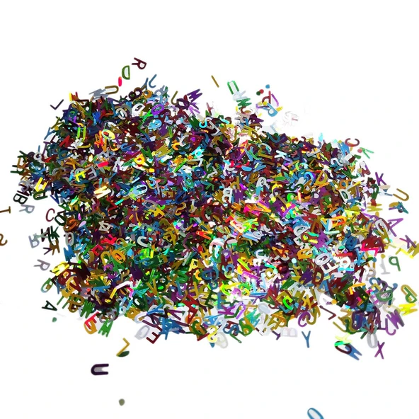 Karışık Glitter Harf Epoksi Reçine Harfleri 100 GRAM  Metalik Renk Karışık ürün görseli 1