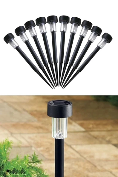 Klein Home 10Lu 28 Cm Siyah Solar Saplama Güneş Enerjili Bahçe Işıklandırması Solar Aydınlatma ürün görseli 1