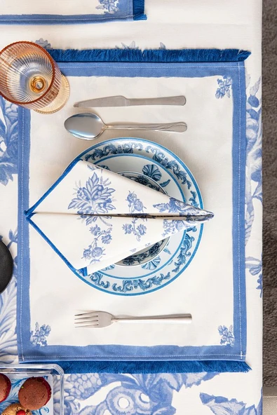 Elysian Blue, Premium Seri Duck Keten Amerikan Servis, 6'lı ürün görseli 1