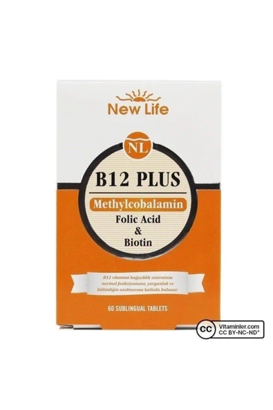 Newlife B12 Plus - 60 Dilaltı Tablet - B12 Vitamini, Folik Asit ürün görseli 1