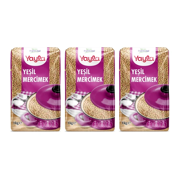 Yayla Yeşil Mercimek 1 kg 3 lü ürün görseli 1