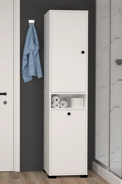 ATLAS NO.1 ÜÇ RAFLI SEPETLİ BANYO DOLABI ürün görseli 1