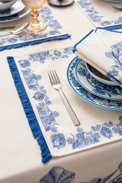 Azure Blue, Duck Keten Amerikan Servis, 6 Kişilik, 6'lı Amerikan servis 40x50 ürün görseli 1