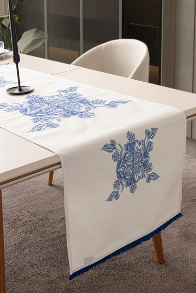 Duck Keten Runner, Azure Blue Premium Serisi, 45x140 ürün görseli 1