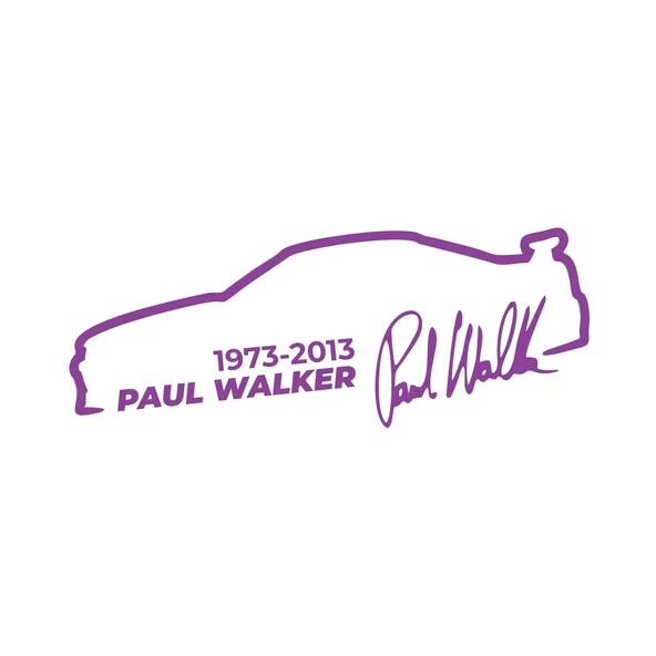 Paul Walker İmza Araba Sticker 17x17 Cm Mor ürün görseli 1